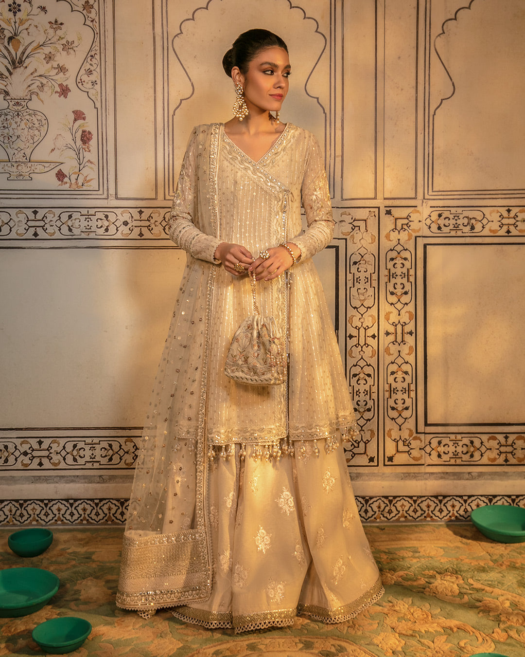 Latest Pakistani Angrakha with Sharara and Dupatta