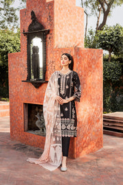 Latest Pakistani Black Dress in Kameez Trouser Dupatta Style