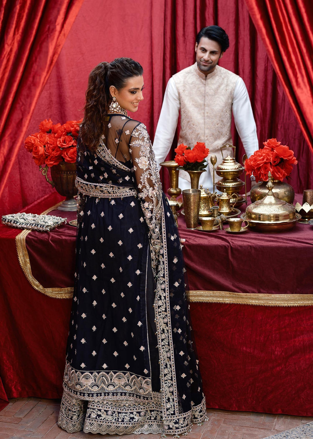 Latest Pakistani Black Dress in Kameez Trouser Dupatta Style
