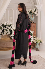 Latest Pakistani Black Dress in Lawn Kameez Trouser Style