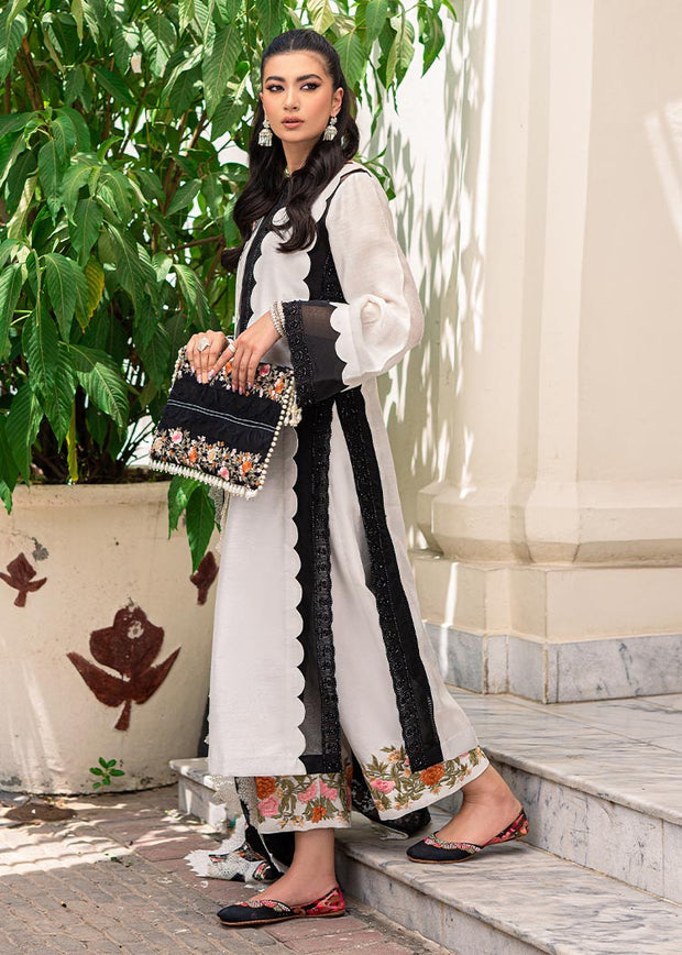 Latest Pakistani Black and White Salwar Kameez Dupatta Dress