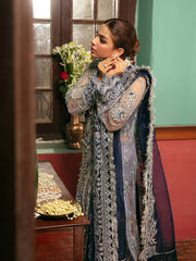 Latest Pakistani Blue Dress in Wedding Kameez Trouser Style