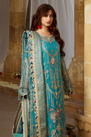 Latest Pakistani Blue Dress in Wedding Kameez Trouser Style