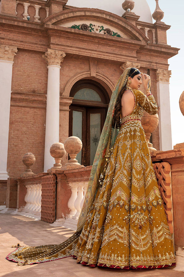Latest Pakistani Bridal Choli with Mustard Lehenga