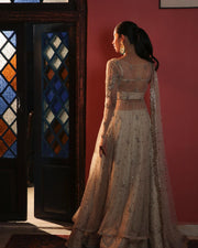 Latest Pakistani Bridal Dress in Angrakha Frock Lehenga Style