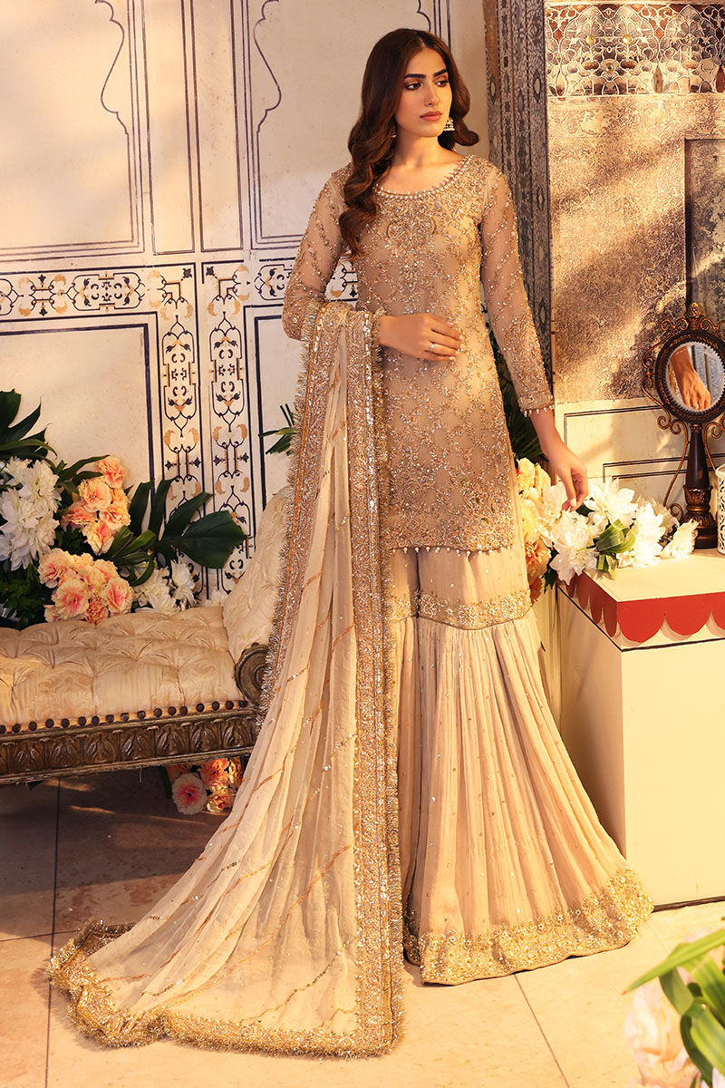 Elegant Pakistani Bridal Dress with Gharara & Kameez Style