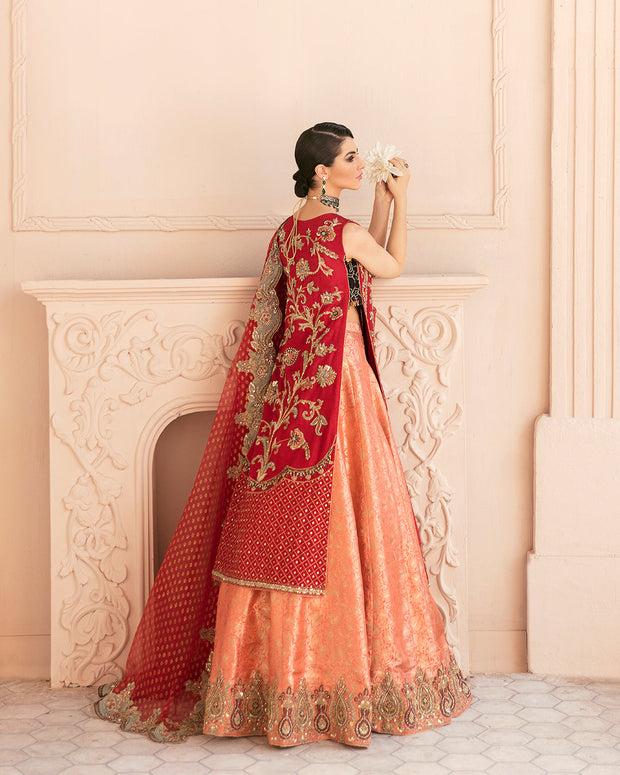 Latest Pakistani Bridal Dress in Long Kameez and Lehenga Style