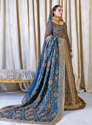 Latest Pakistani Bridal Dress in Open Frock and Lehenga Style
