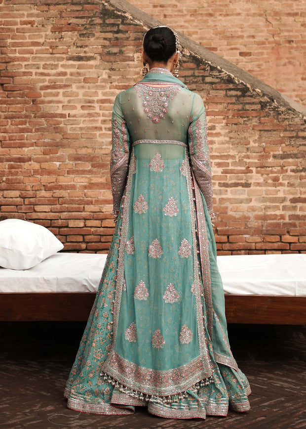 Latest Pakistani Bridal Dress in Open Kameez and Sharara Style