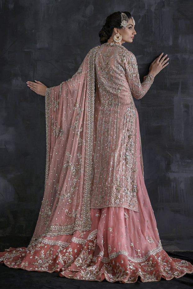 Latest Pakistani Bridal Dress in Pink Gharara and Jacket Style