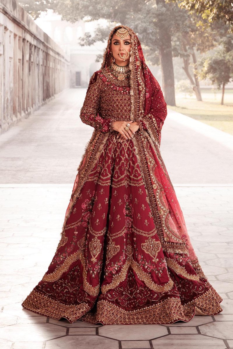Elegant Tena Durrani Pakistani Bridal Dress in Pishwas Style