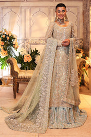 Latest Pakistani Bridal Gown with Blue Lehenga Dupatta Dress