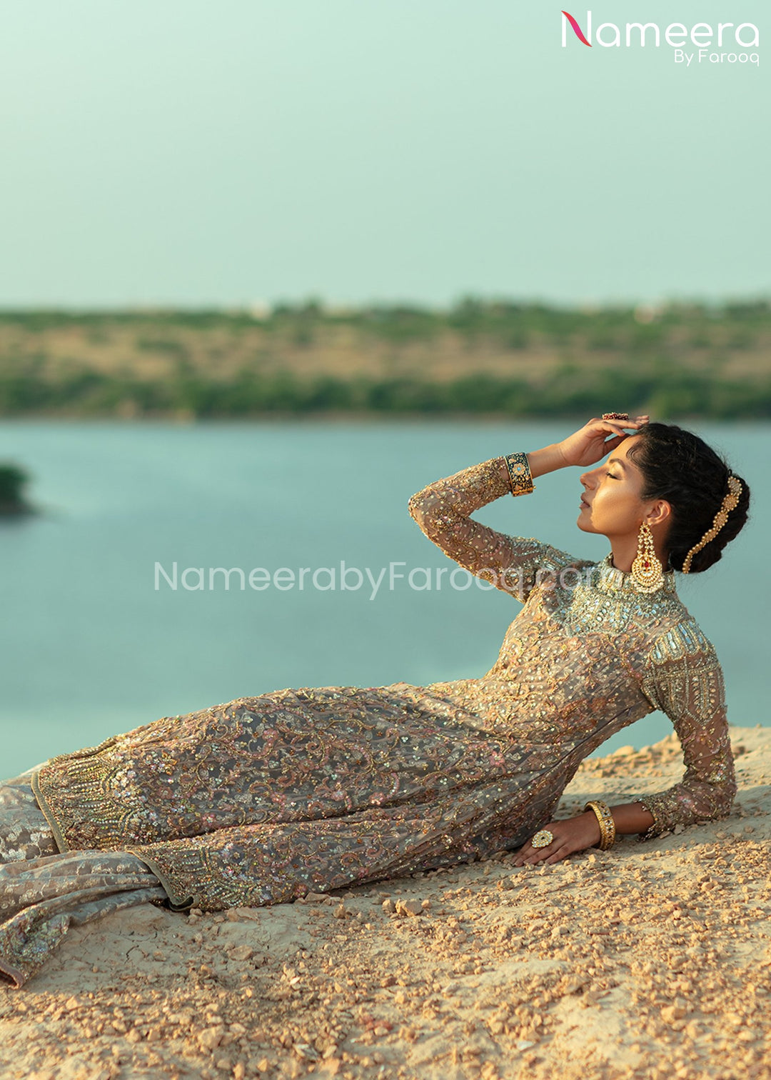 Latest Pakistani Bridal Gown with Lehenga and Dupatta