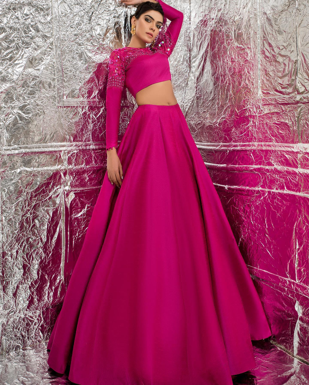 Hot Pink Pakistani Bridal Lehenga Choli for Elegant Weddings