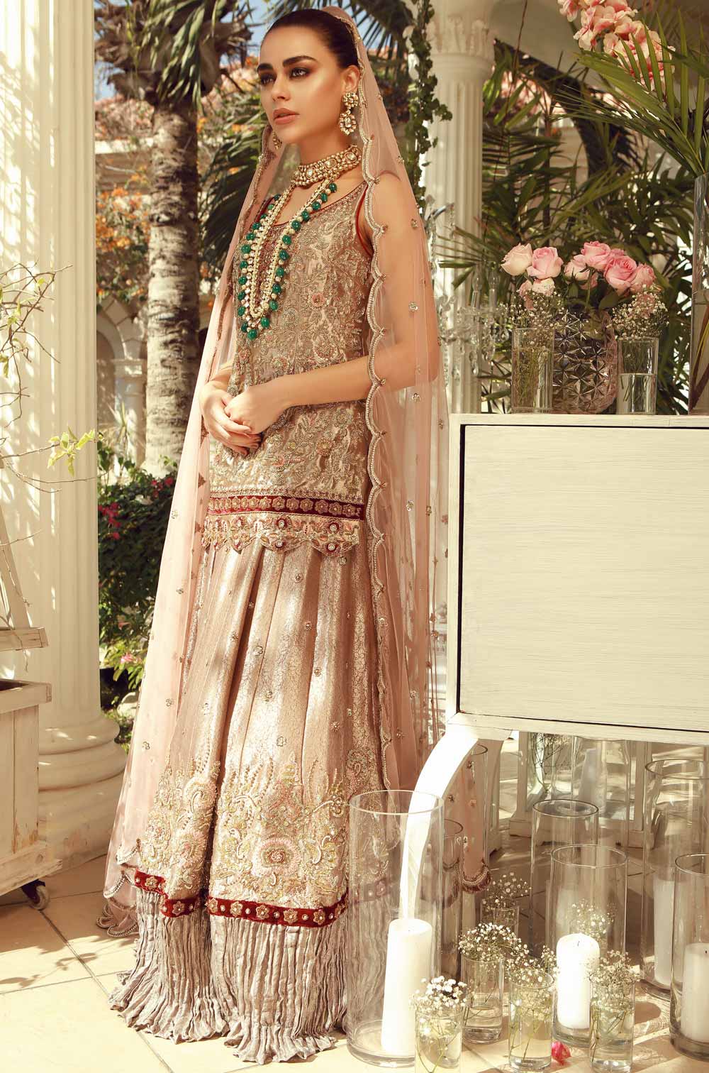 Elegant Pakistani Bridal Lehenga with Embellished Shirt & Dupatta