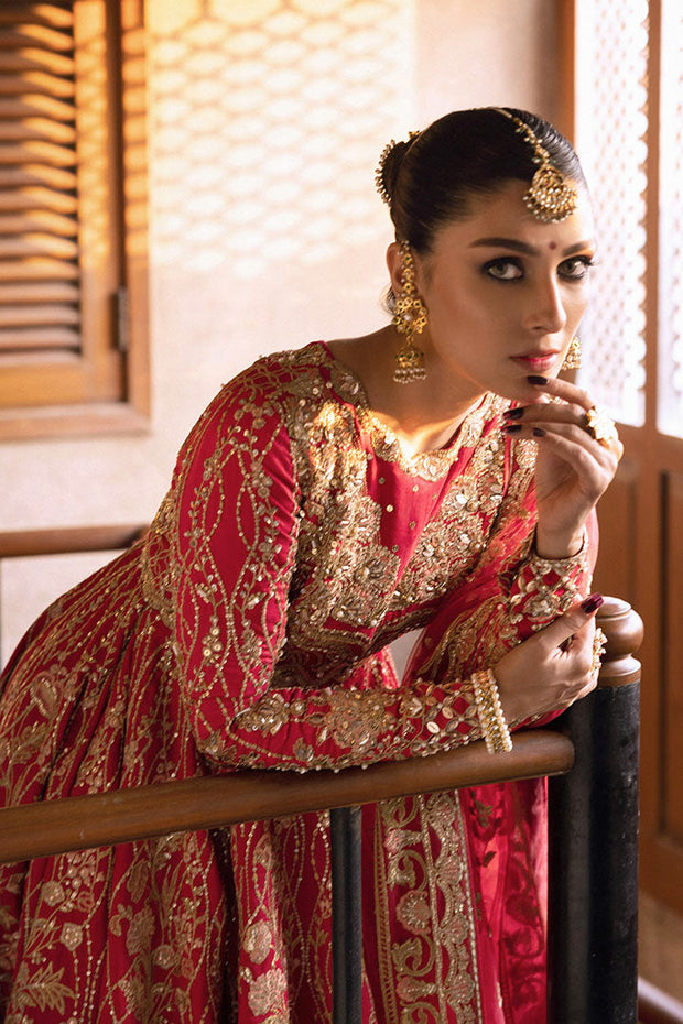 Latest Pakistani Bridal Maxi and Red Sharara Dress
