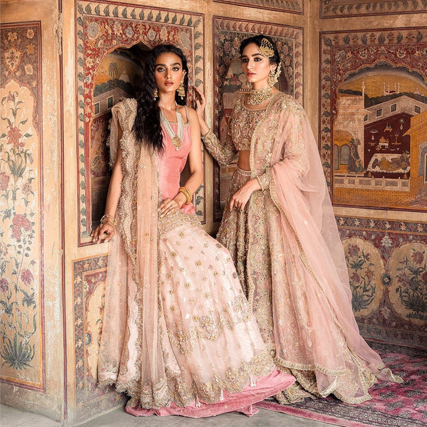 Latest Pakistani Bridal Pink Lehenga Choli Dupatta Dresses