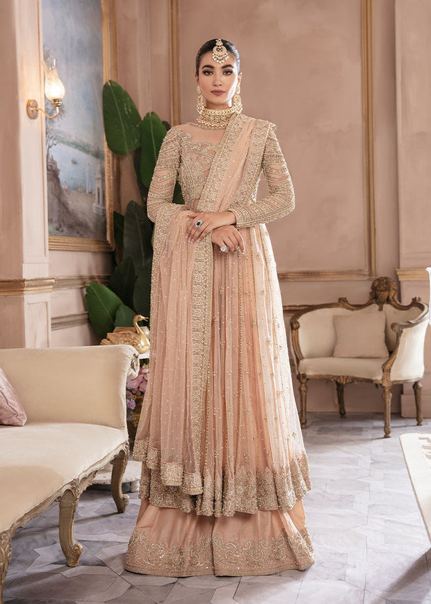 Latest Pakistani Bridal Pishwas Frock Dupatta and Sharara Suit