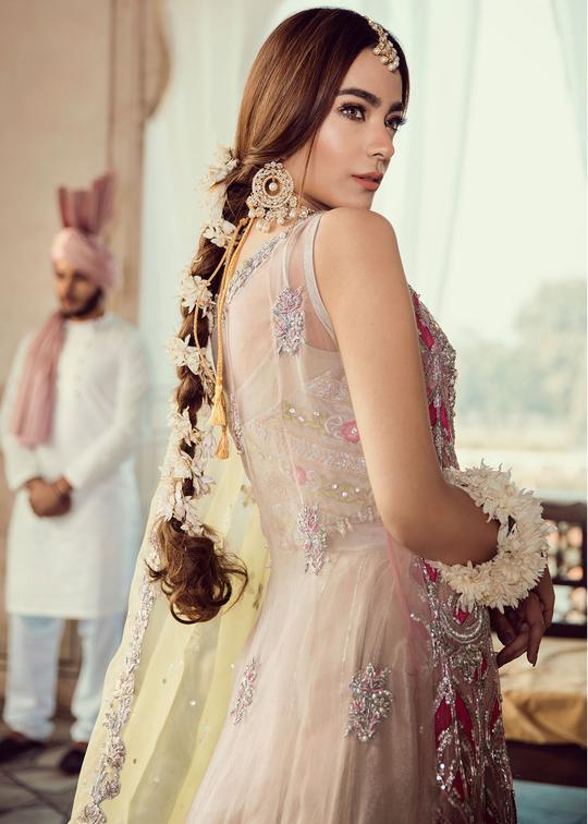 Latest Pakistani Bridal Wear with Embroidery Backside Look