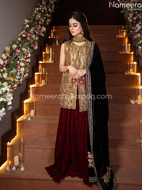 Latest Pakistani Bridal Wear with Short Shirt Overall Look