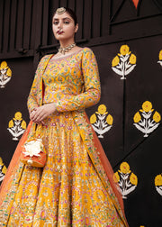 Latest Pakistani Bridal Yellow Orange Lehenga Choli