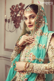Latest Pakistani Bridal walima maxi in off white