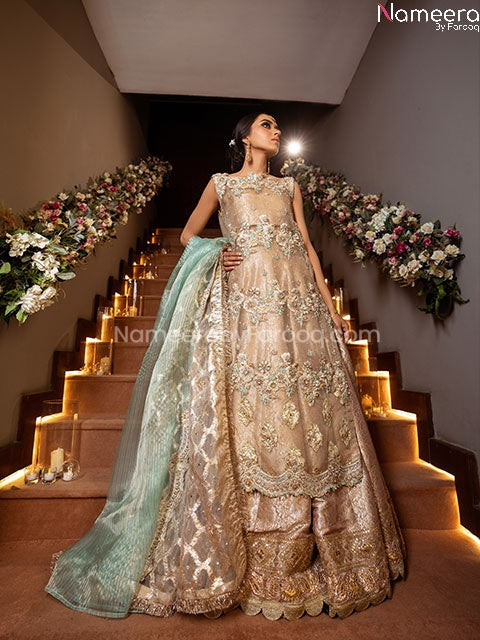 Latest Pakistani Wedding Dress Designer Online Shirt with Embellished Lehenga