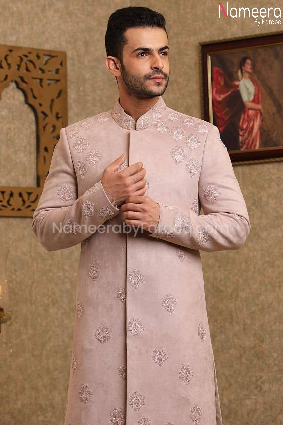 Latest Pakistani Designer Groom Sherwani 2021 Close Up View