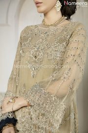 Latest Pakistani Dress Chiffon for Wedding Party Sleeves Look