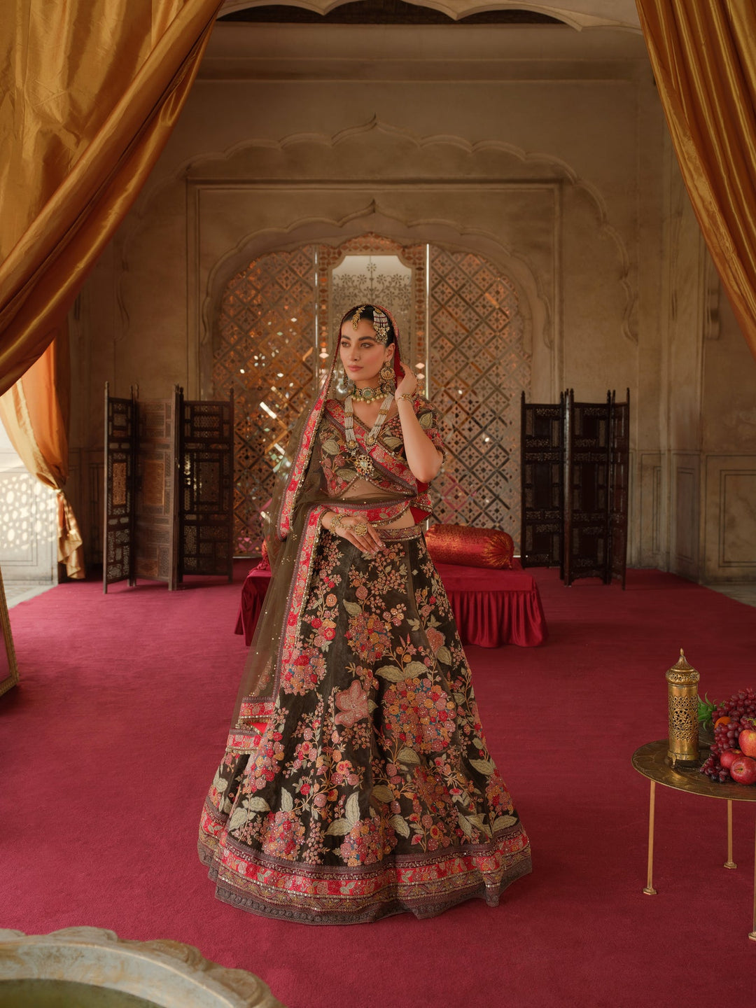 Luxurious Pakistani Bridal Lehenga Choli with Floral Embroidery