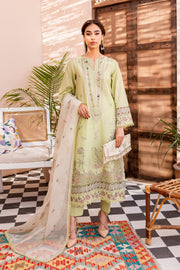 Latest Pakistani Eid Dress in Green Lawn Kameez Trouser Style
