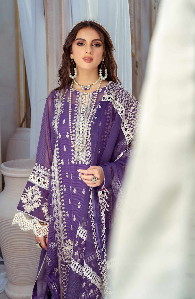 Latest Pakistani Fancy Purple Salwar Kameez and Dupatta Suit