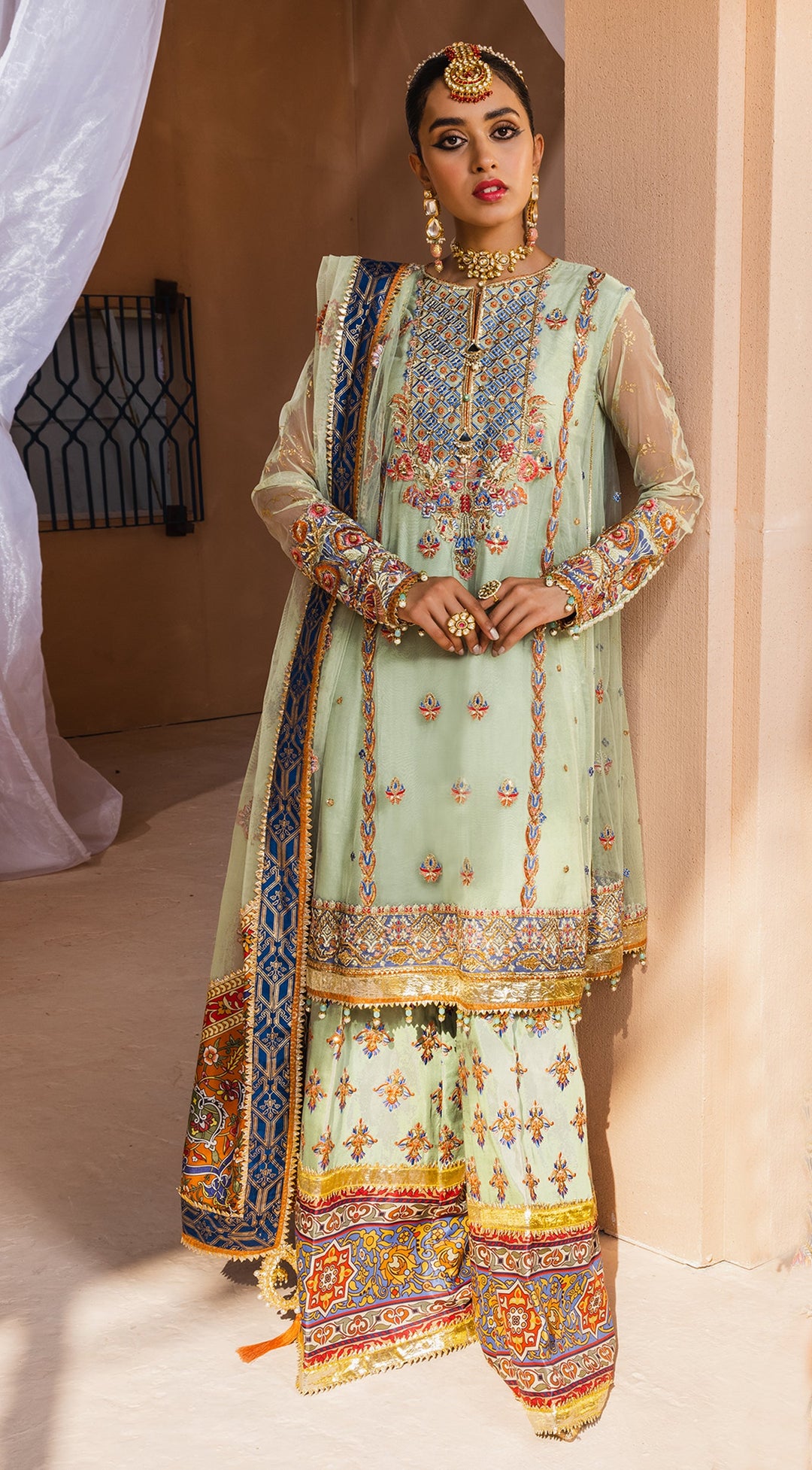 Latest Pakistani Formal Wear in Mint Green Shade 2022