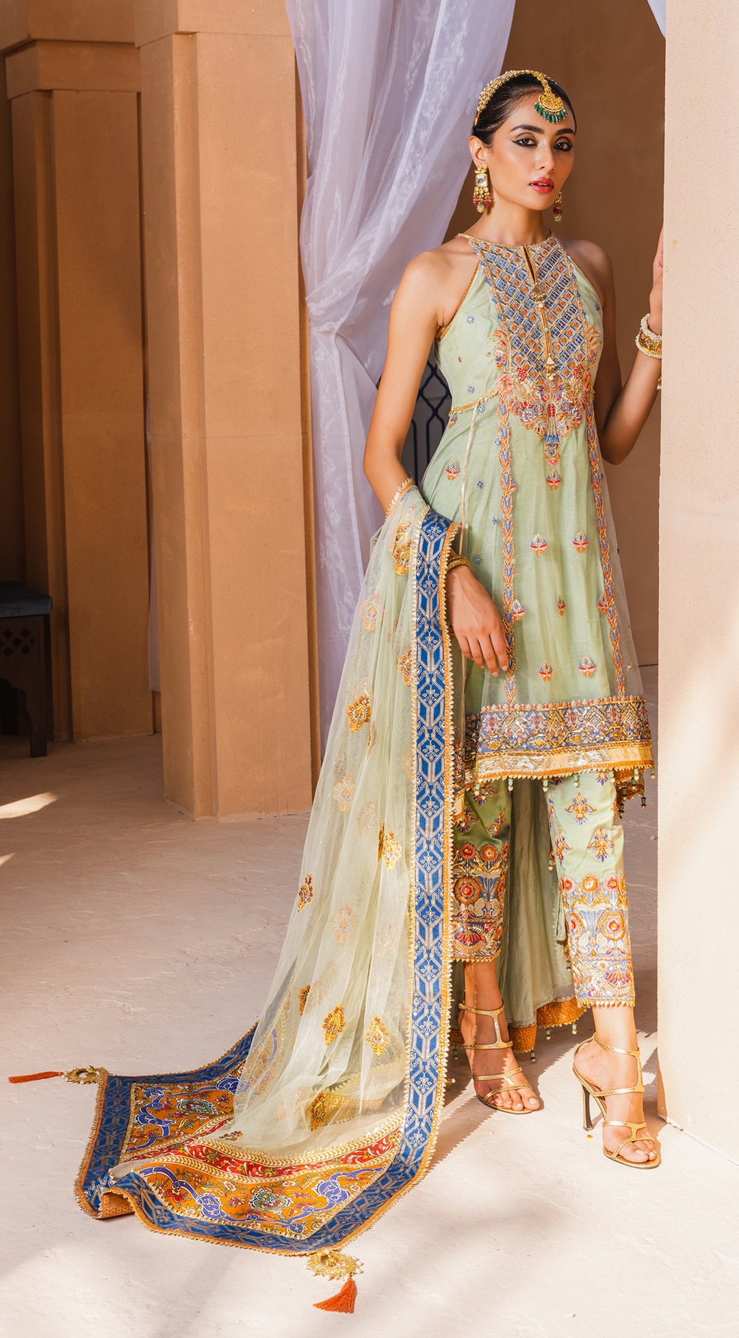 Latest Pakistani Formal Wear in Mint Green Shade Designer