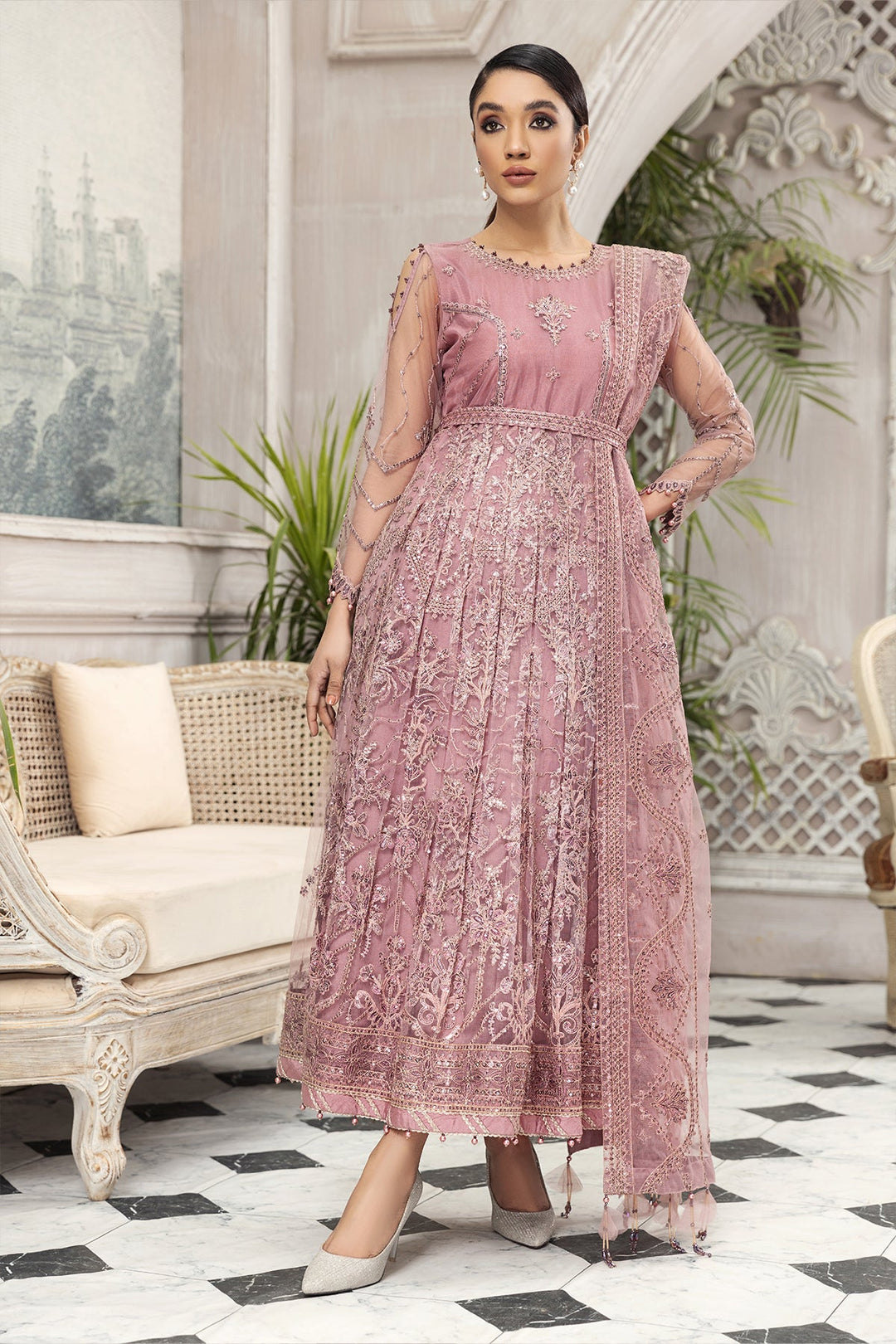 Latest Pakistani Frock Dress Choli in Pink Color 2022