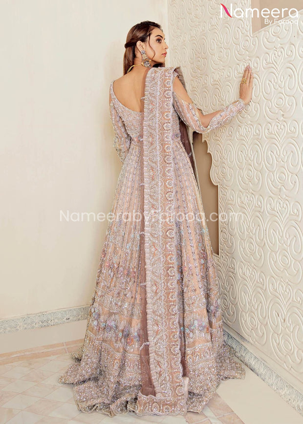 Latest Pakistani Gown Dress in Cream Color