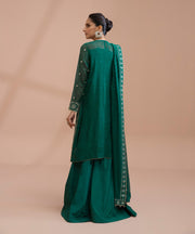 Latest Pakistani Green Dress in Kameez Trouser Style for Eid