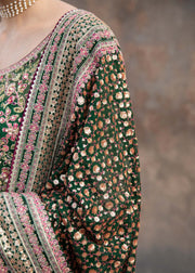 Latest Pakistani Green Wedding Dress in Kameez Trouser Style