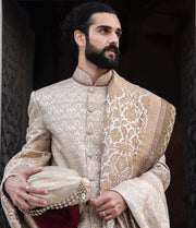 Latest Pakistani Groom Dress in Embroidered Sherwani Style