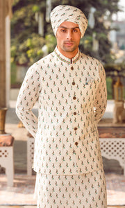 Latest Pakistani Groom Dress in Kurta and Waistcoat Style