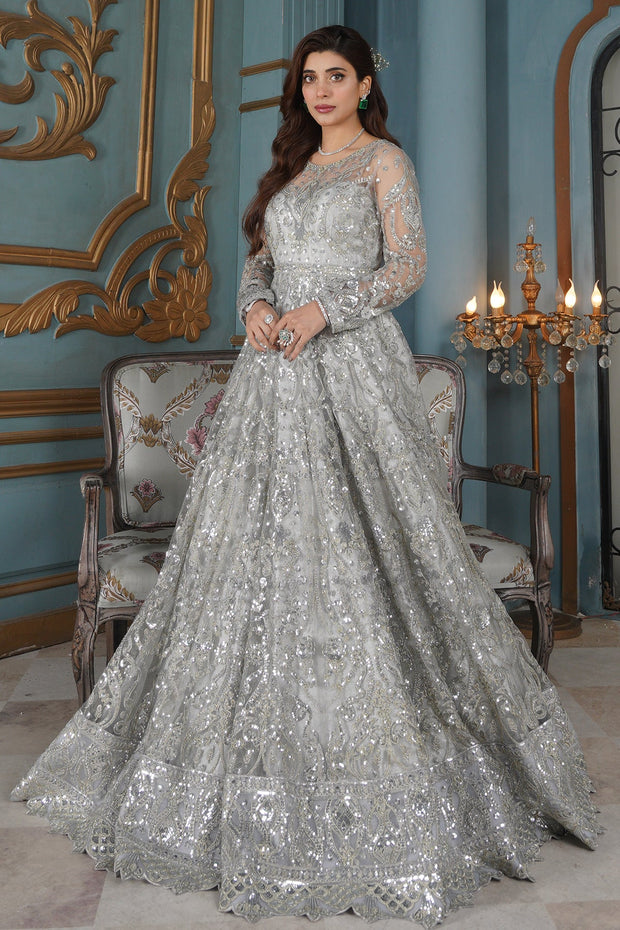 Latest Pakistani Long Gown and Dupatta Dress for Bride