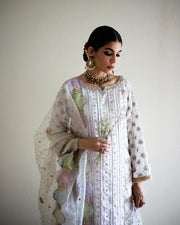 Latest Pakistani Long Kameez with Trousers and Dupatta Dress