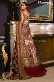 Latest Pakistani Maroon Lehenga Bridal