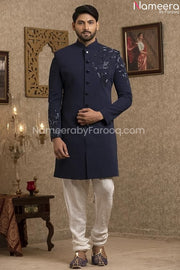 Latest Pakistani Navy Blue Sherwani for Groom
