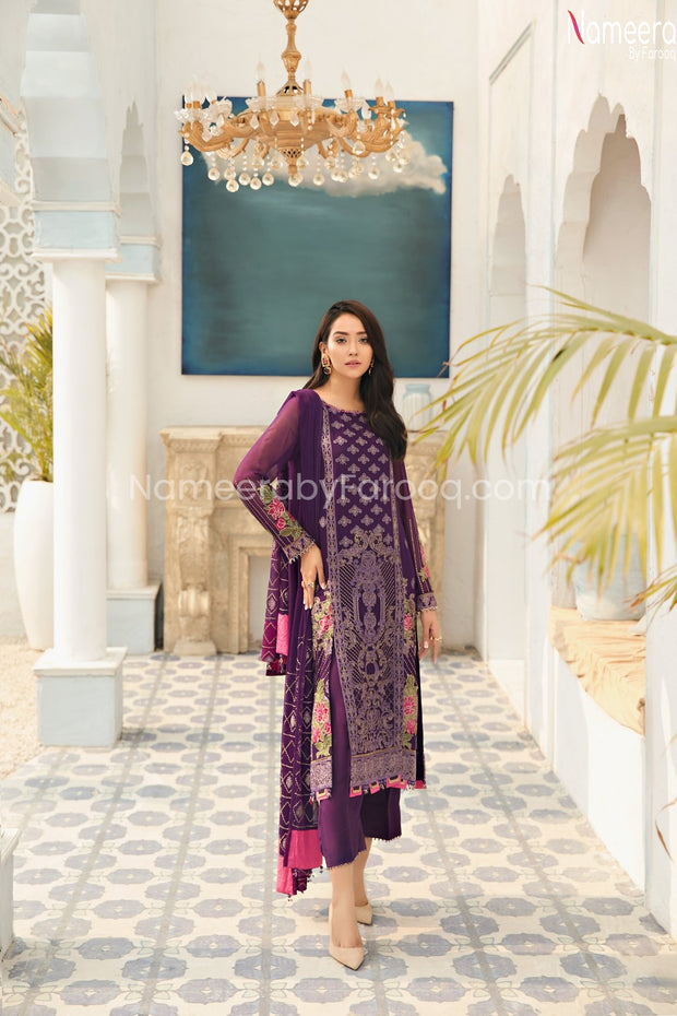 Latest Pakistani New Party Dress in Violet Color #PR242
