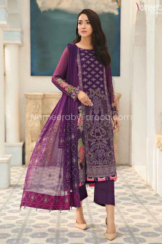 Latest Pakistani New Party Dress in Violet Color #PR242