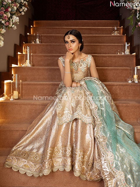 Latest Pakistani Wedding Dress Designer Online with Organza Dupatta