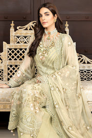 Latest Pakistani Party Dress in Embroidered Chiffon Kameez Trousers and Dupatta Style