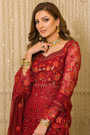 Latest Pakistani Party Dress in Embroidered Organza Kameez Trousers and Dupatta Style
