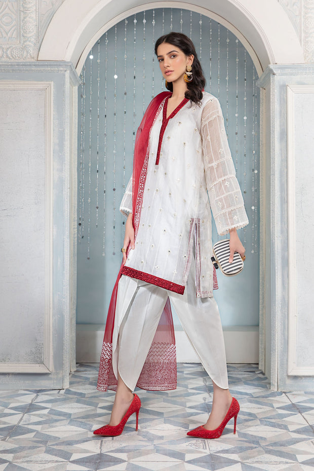 Latest Pakistani Party Dress in Tulip Pants with Kurti Style